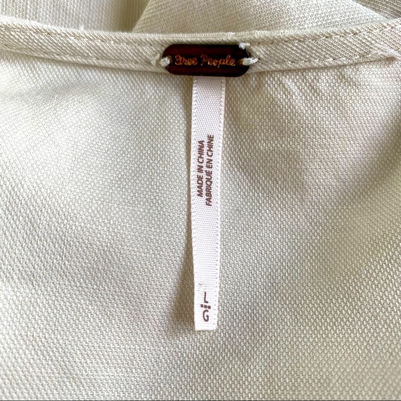Free People Off-White Tie-Front Dress with Pockets, Size L - Picture 3 of 7
